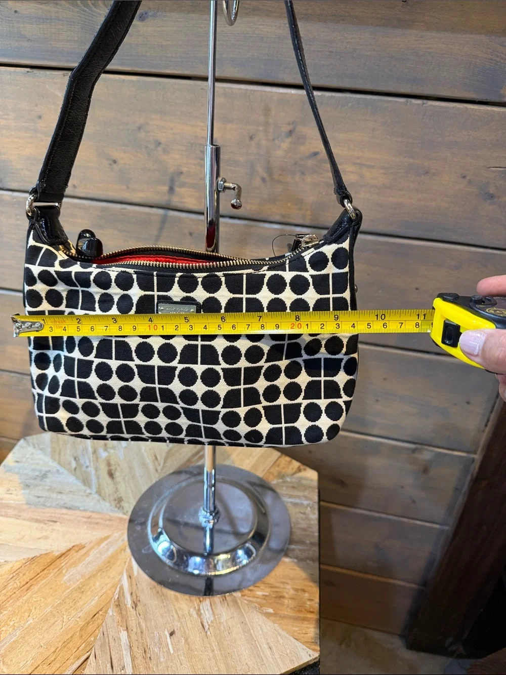 kate spade Black & Cream Geometric Dot-Grid Shoulder Bag